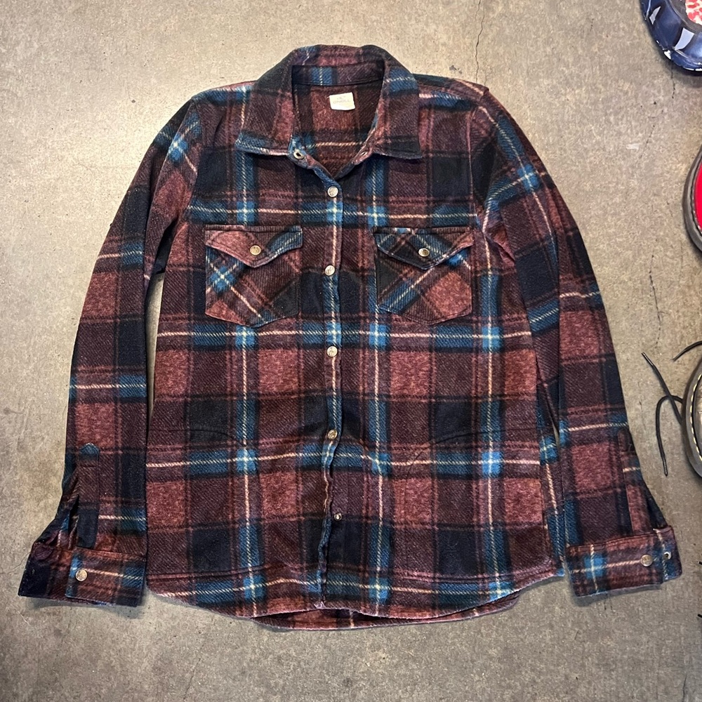 O’neill Dark red and blue flannel fleece button-up shirt

Size : L